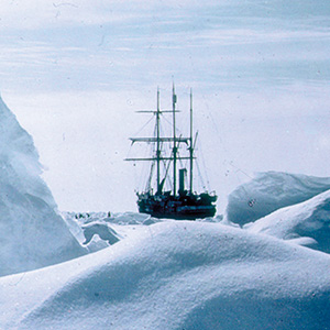Image of a ship traveling through ice