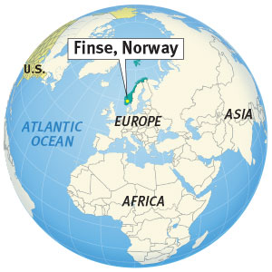 A map indicates Norway’s location on the globe.