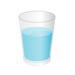 A cartoon of a glass of water with tiny ripples