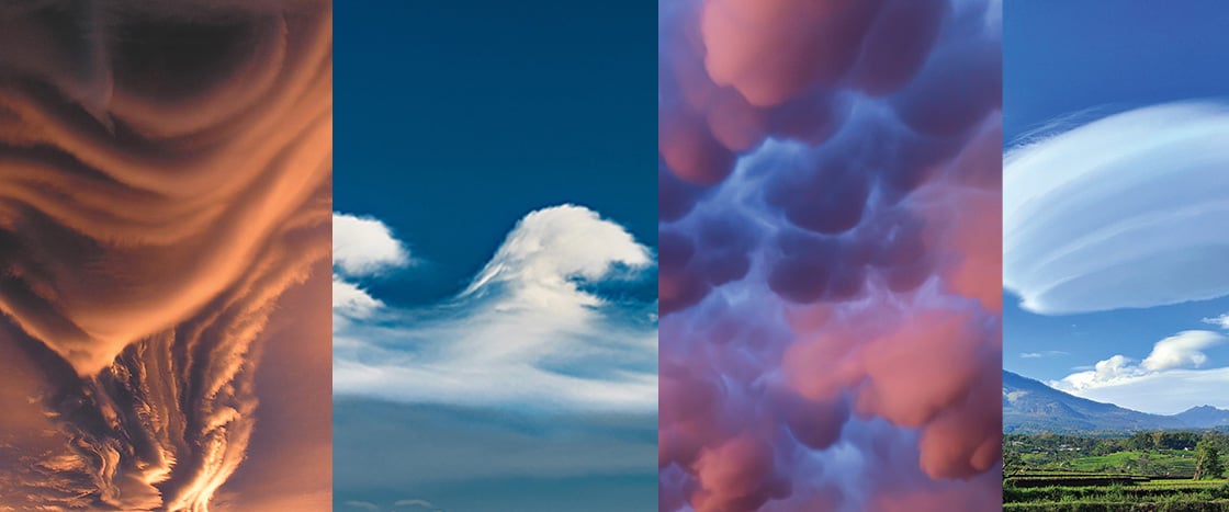 Four images showing different cloud formations