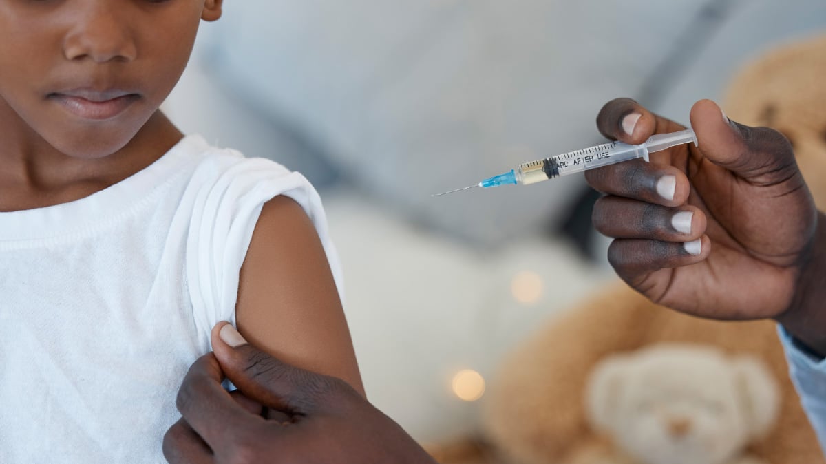 Photo of a child receiving a vaccine
