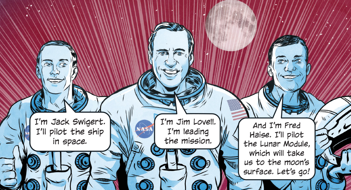 Comic of three astronauts introducing themselves