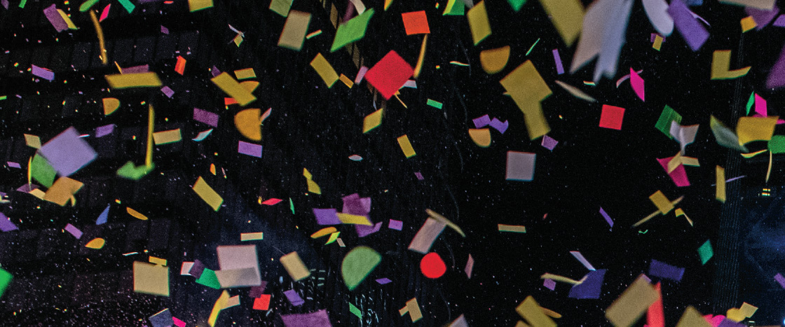 Image of an explosion of colorful confetti