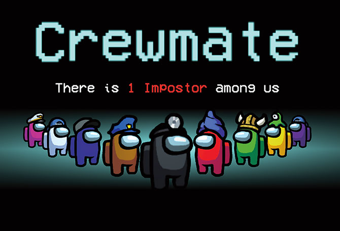 Different avatars. Text reads: Crewmate. There is 1 Impostor among us