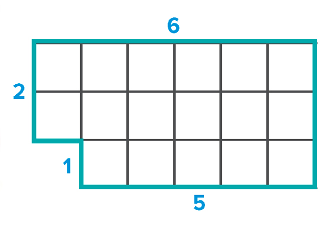 Three rows that combine to 17 blocks
