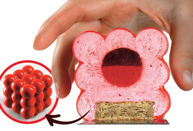 Cross-section of a geometric-shaped cake